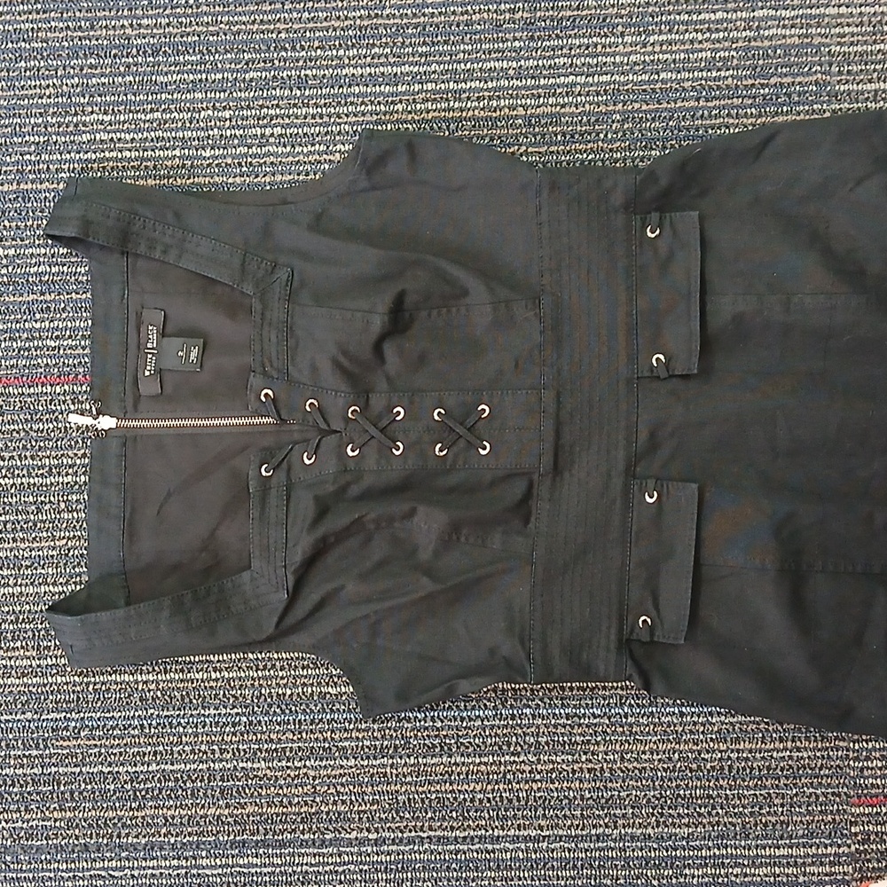 White House Black Market  Sheath Black Dress Lace Up Size 2 Nwot - Picture 4 of 8